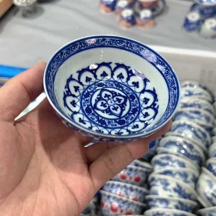 瓷片白青花宝相普洱杯全品