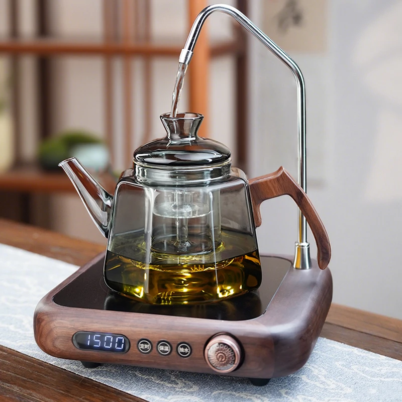 全度茶具套装自动上水电陶炉可抽水煮茶器套装家用耐热玻璃蒸煮茶