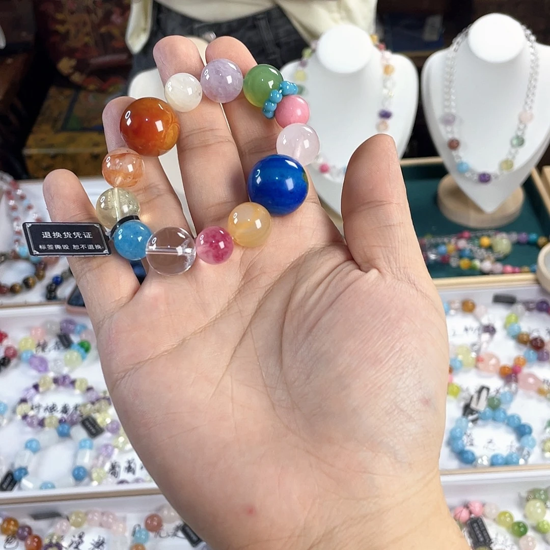 水晶手链银S925镀金镶嵌