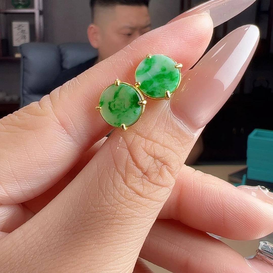 翡翠银S925镶嵌耳饰耳环66