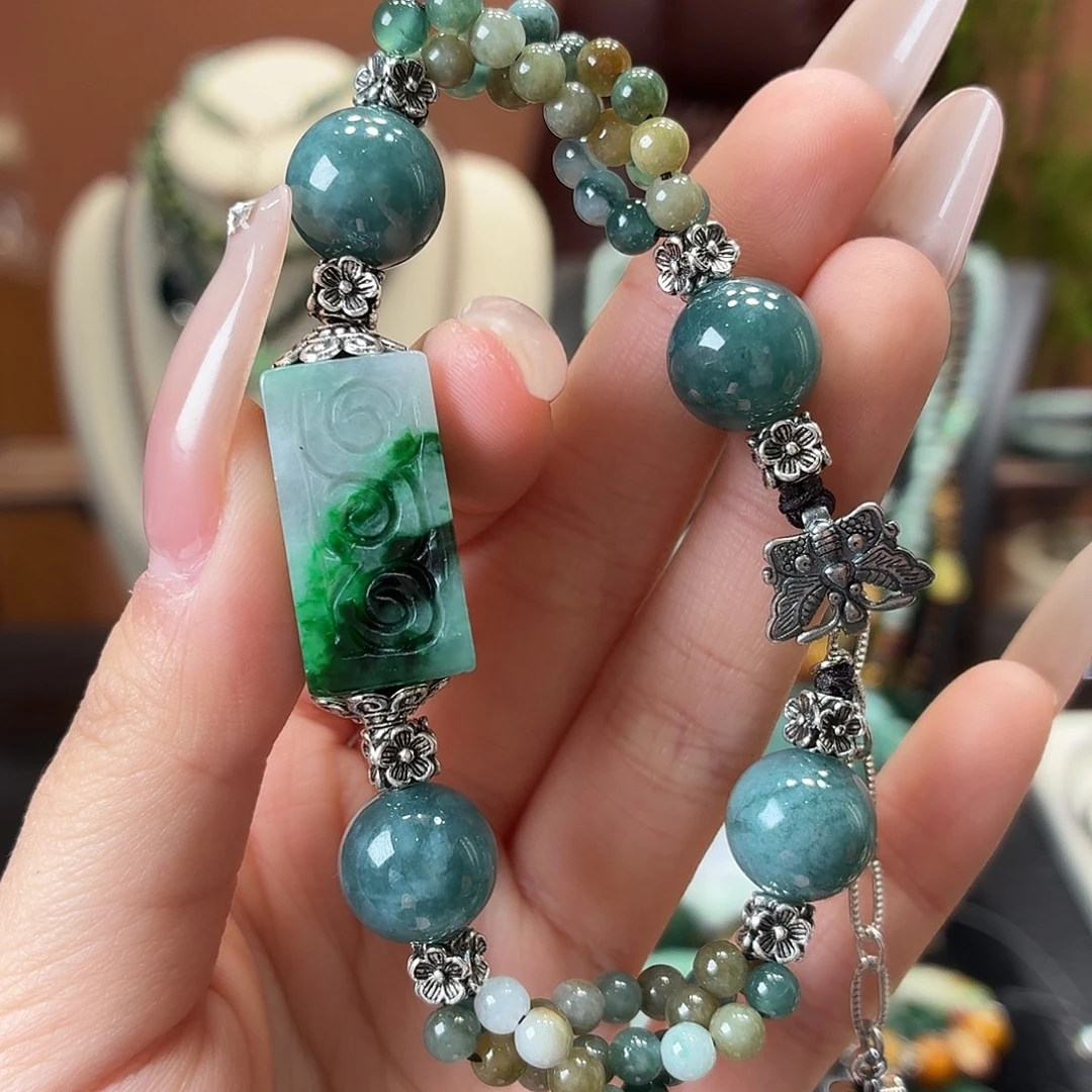 翡翠未镶嵌耳饰手串