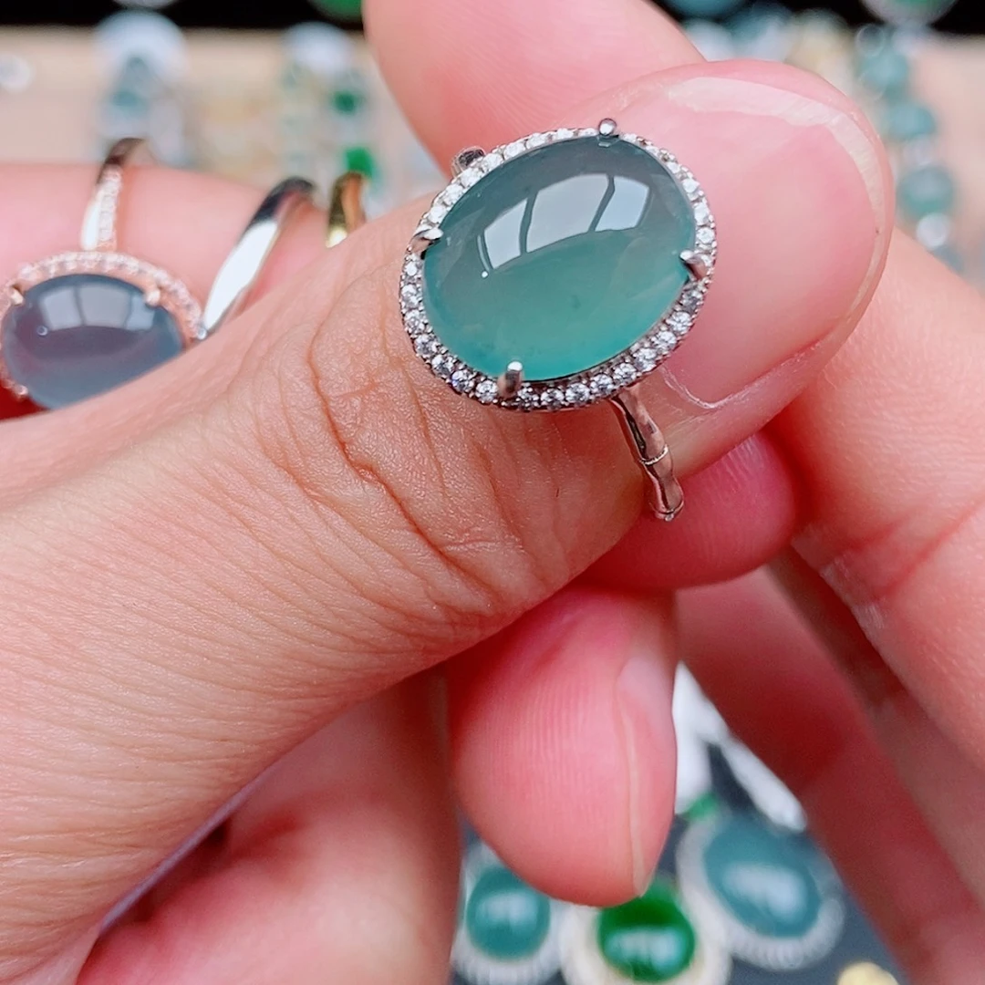 银S925镶嵌戒指翡翠