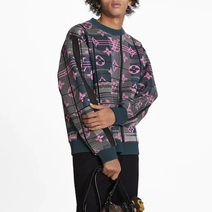 99新 LouisVuitton/路易威登 3484/墨绿色满印套头长袖卫衣/XL码