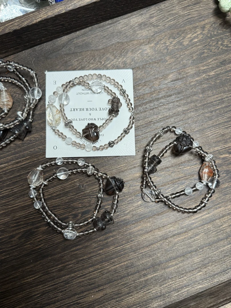 合金手链 双圈手串奶茶色