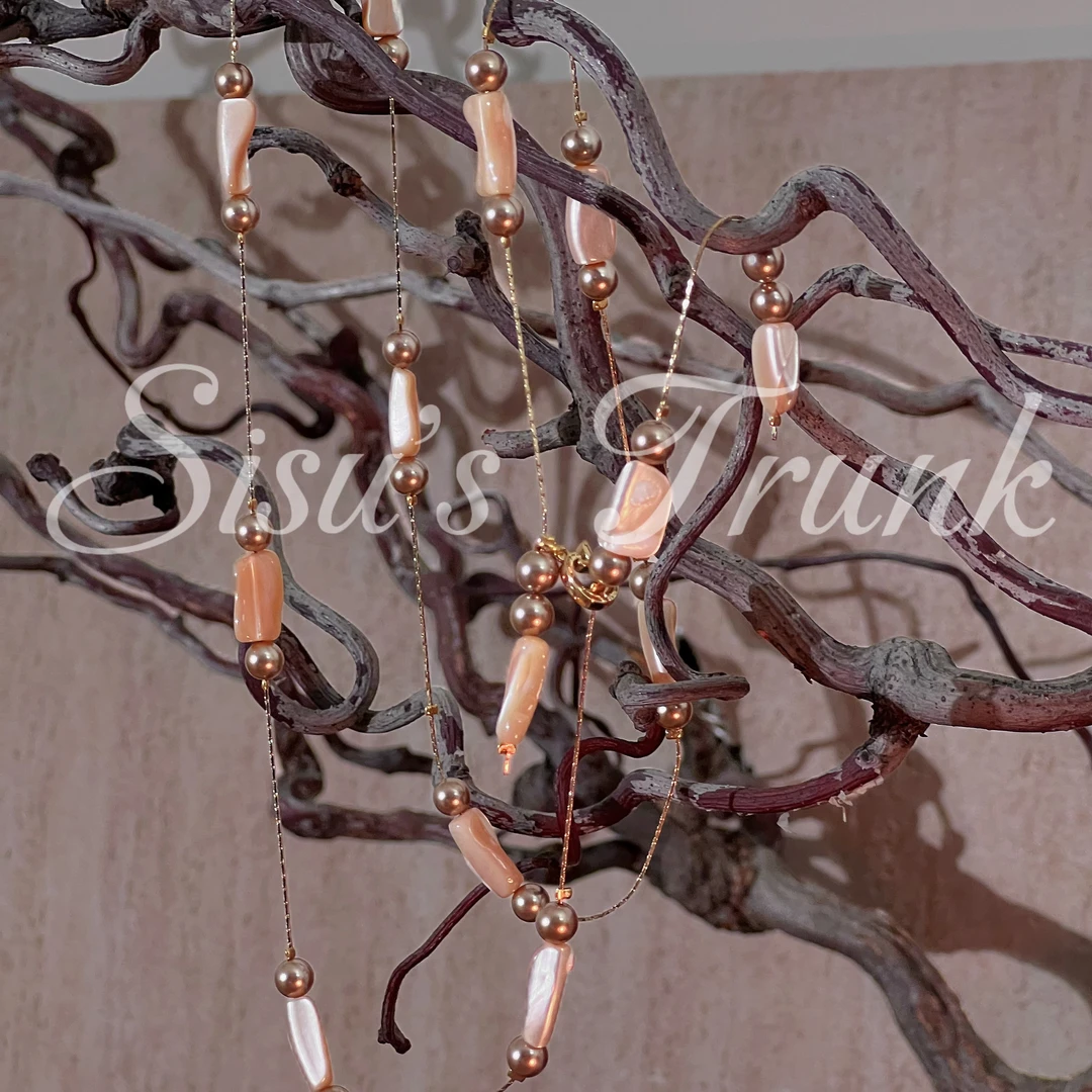 合金仿珍珠项链 SISU【白雾-长】 轻奢串珠设计贝珍珠虎眼石长项链