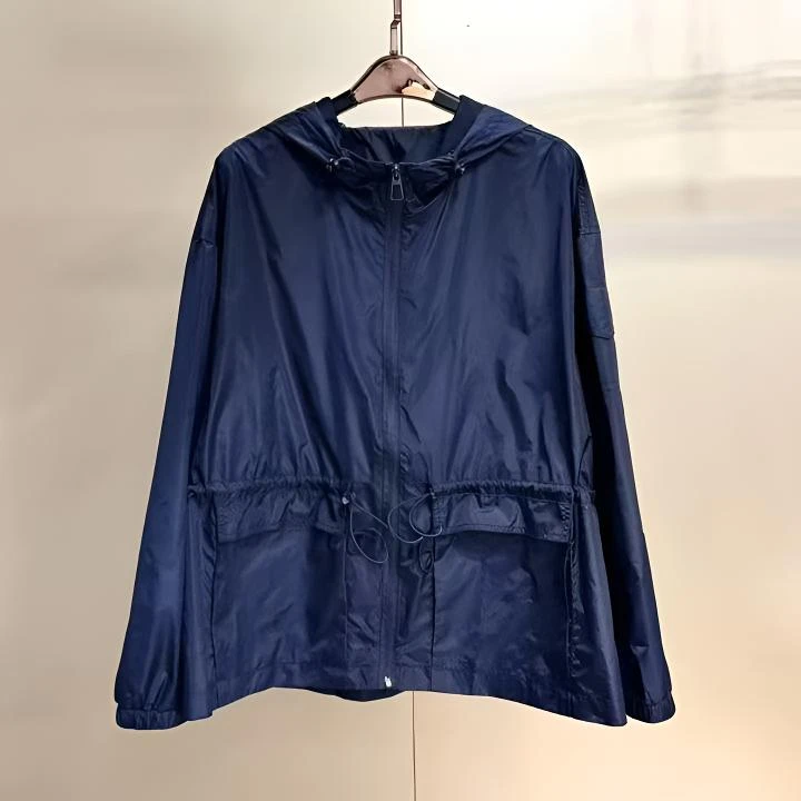 简约百搭新款连帽拉链抽绳短外套宽松薄款时尚上衣休闲