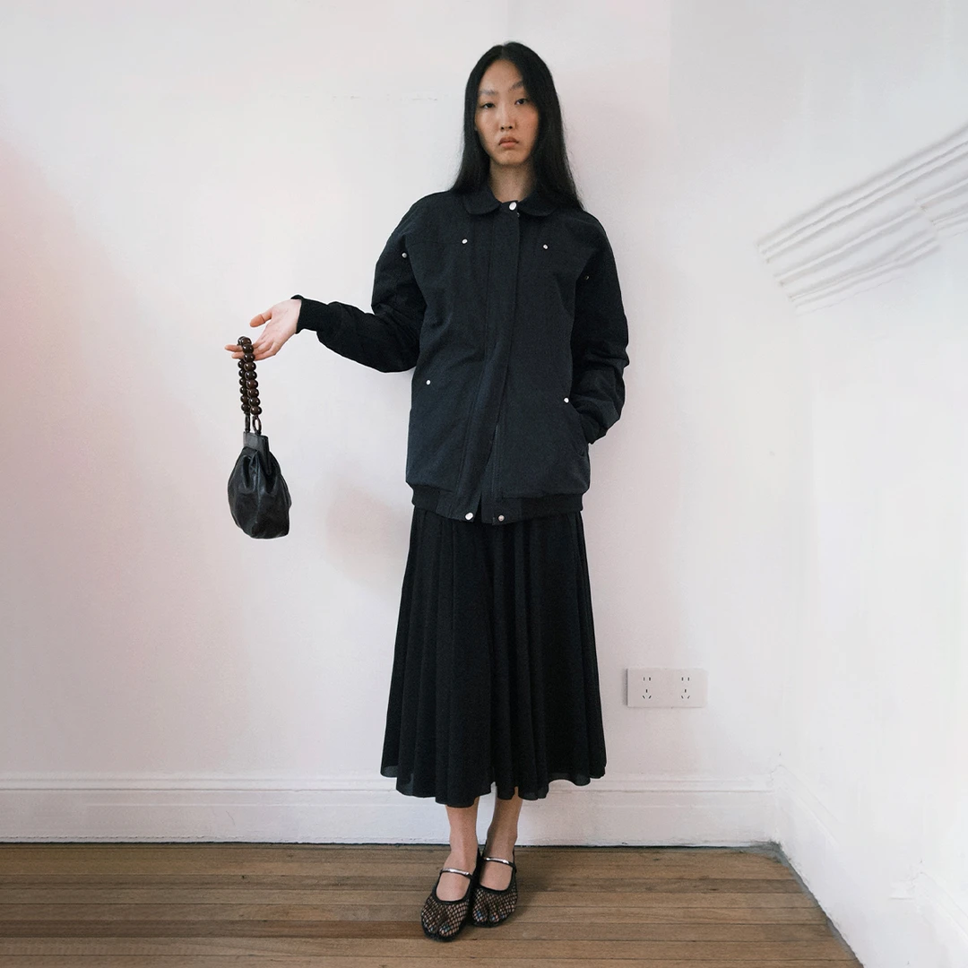 uunu  砂洗撞钉廓形棉服夹克