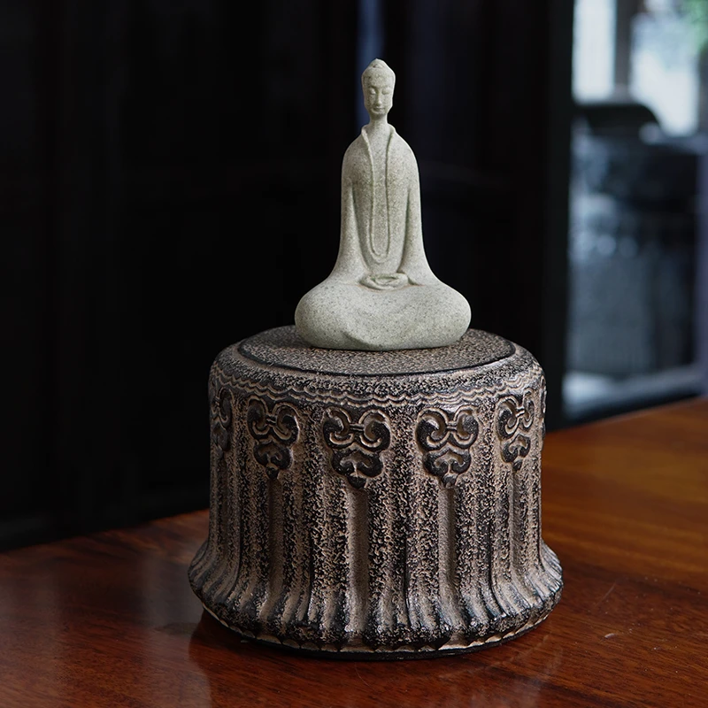 石头底座石墩子仿古仿青石工艺如意茶室布置底座网红家居装饰品