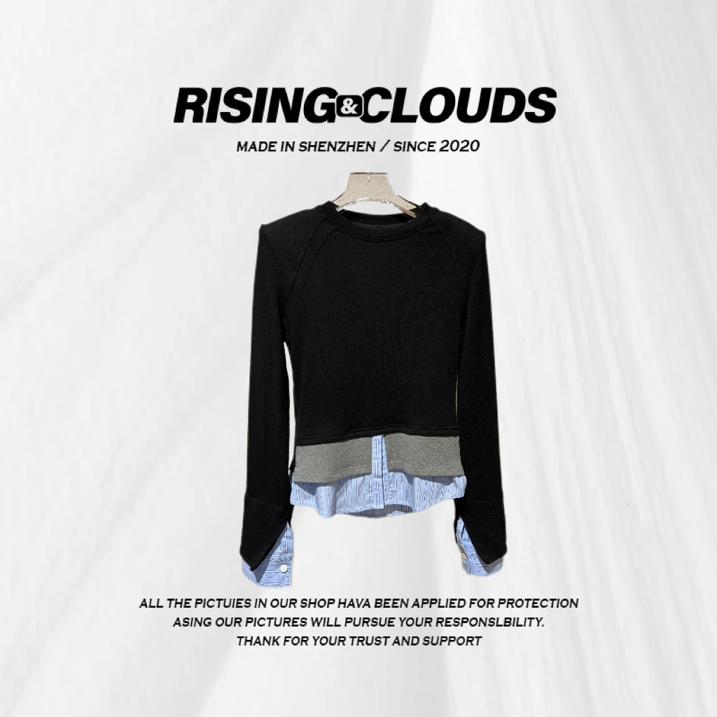 小法【简爱】深圳南油秋冬慵懒风舒适百搭假两件小衫110515GT