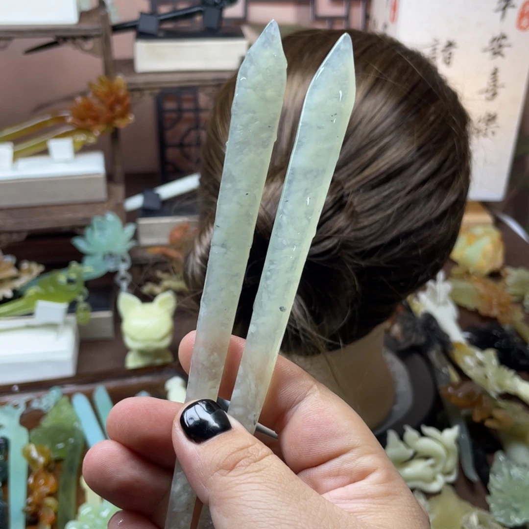 岫玉未镶嵌发饰发簪