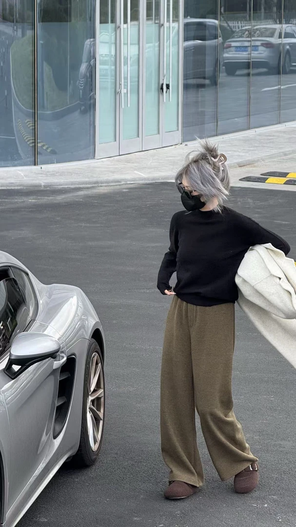 KUOKUO浣熊绒直筒侧边无缝休闲裤NO退NO换