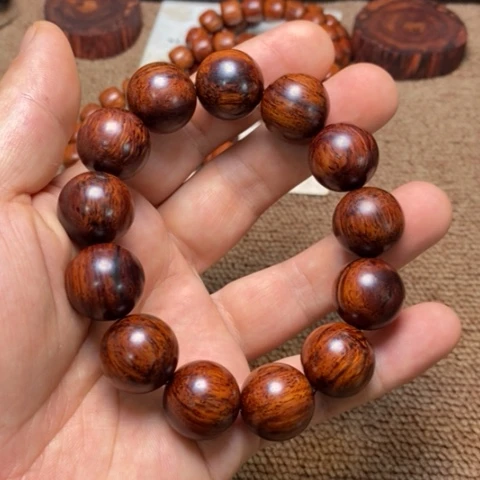 木A249海南花梨公1.8圆珠黑金芝麻纹高高货