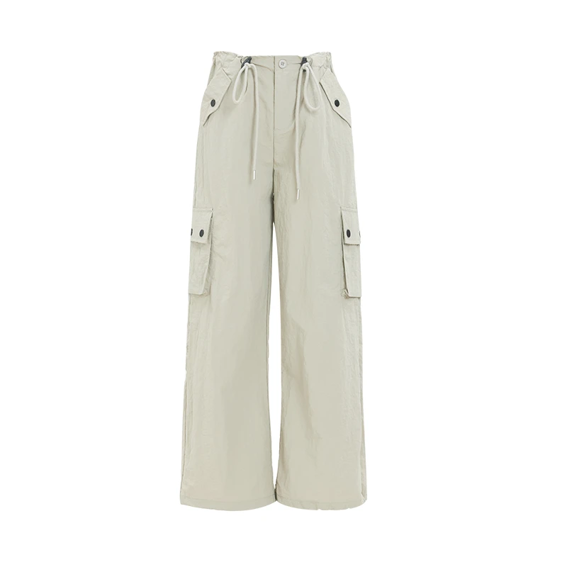 2025秋装春季新款工装裤辣妹高街设计感松紧腰裤脚抽绳宽松休闲裤