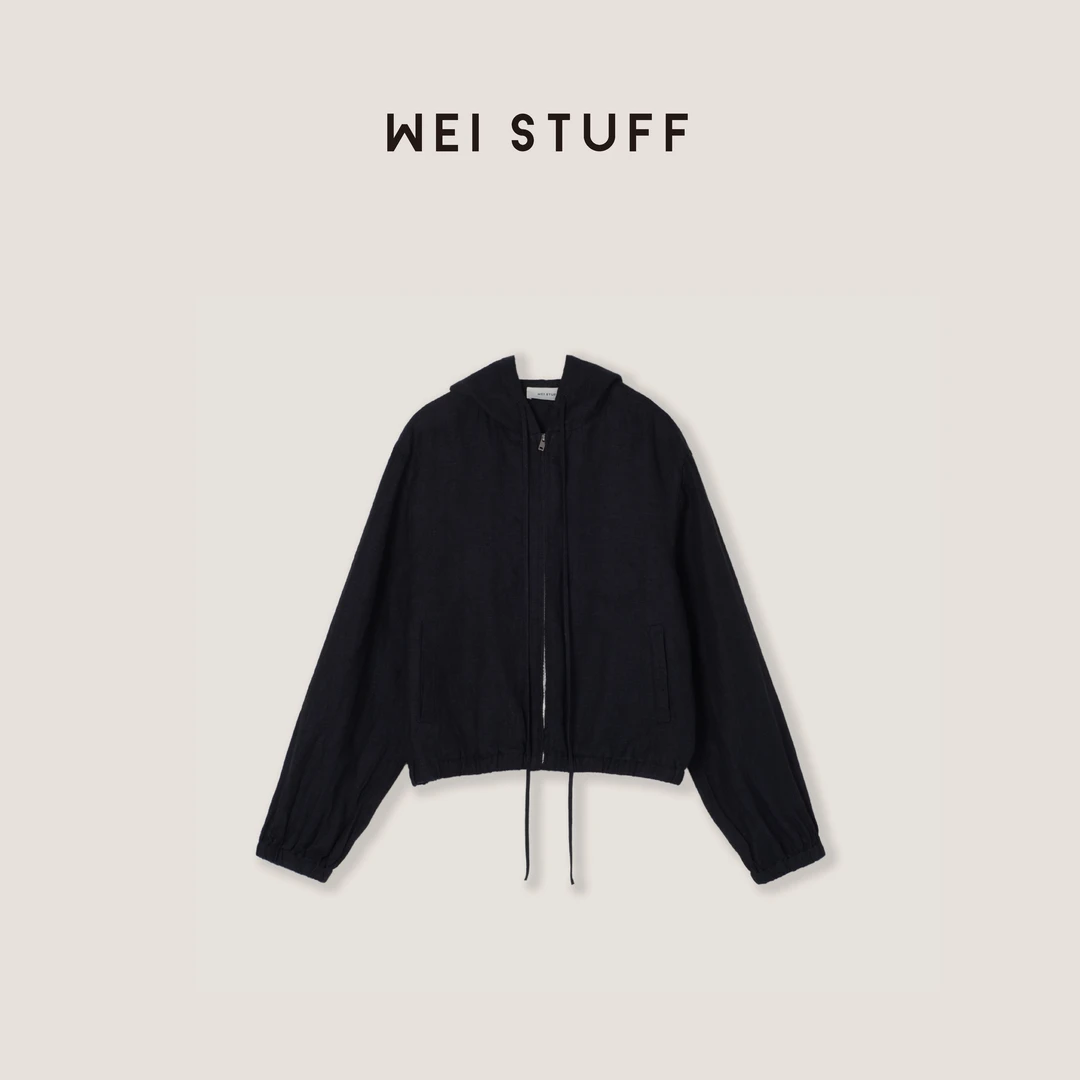 WEI STUFF “日暮街景” 100%亚麻时尚百搭连帽纯色休闲外套 9162 .