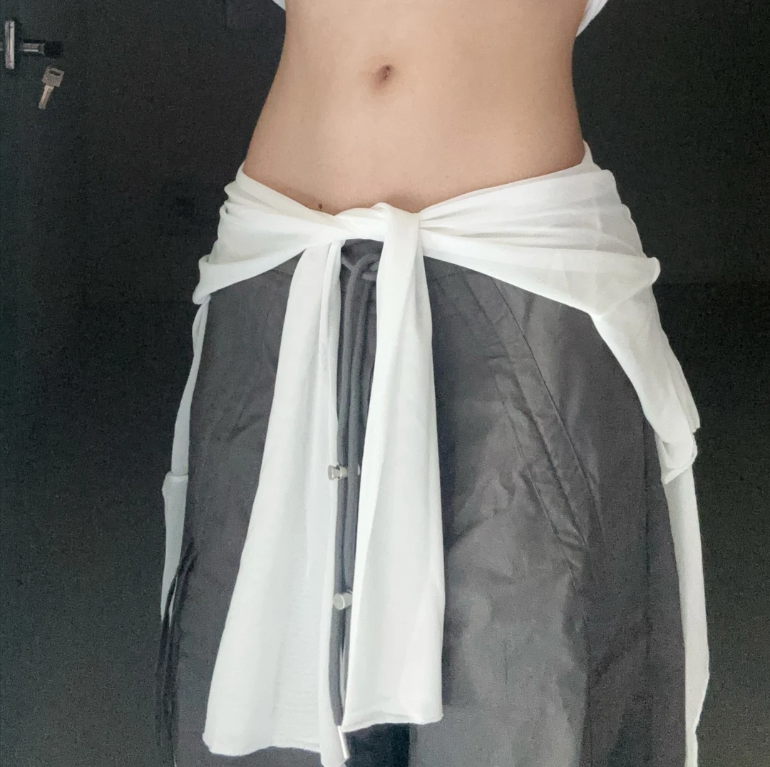 辣妹街舞爵士舞hiphop嘻哈系外搭网纱开衫腰搭屁帘两用