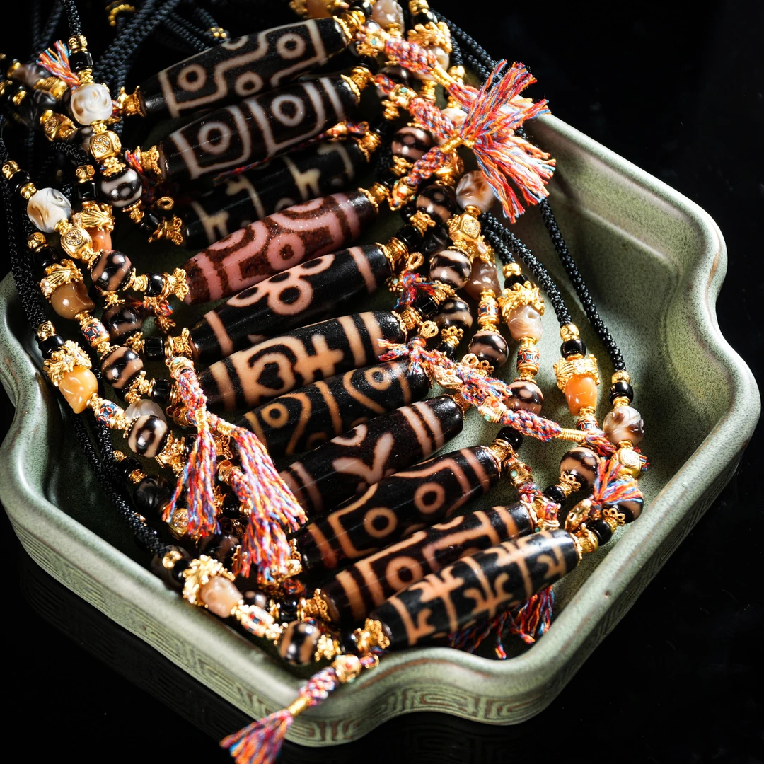 【老掌柜】古象雄系列天珠复古编绳款玛瑙项链/多样性发一/B050113