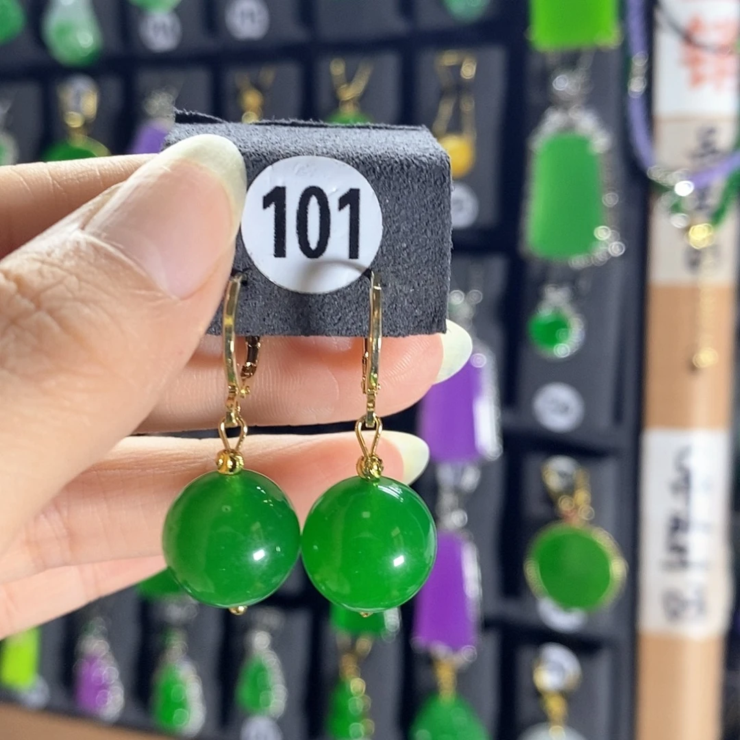 翡翠银S925镶嵌耳饰101