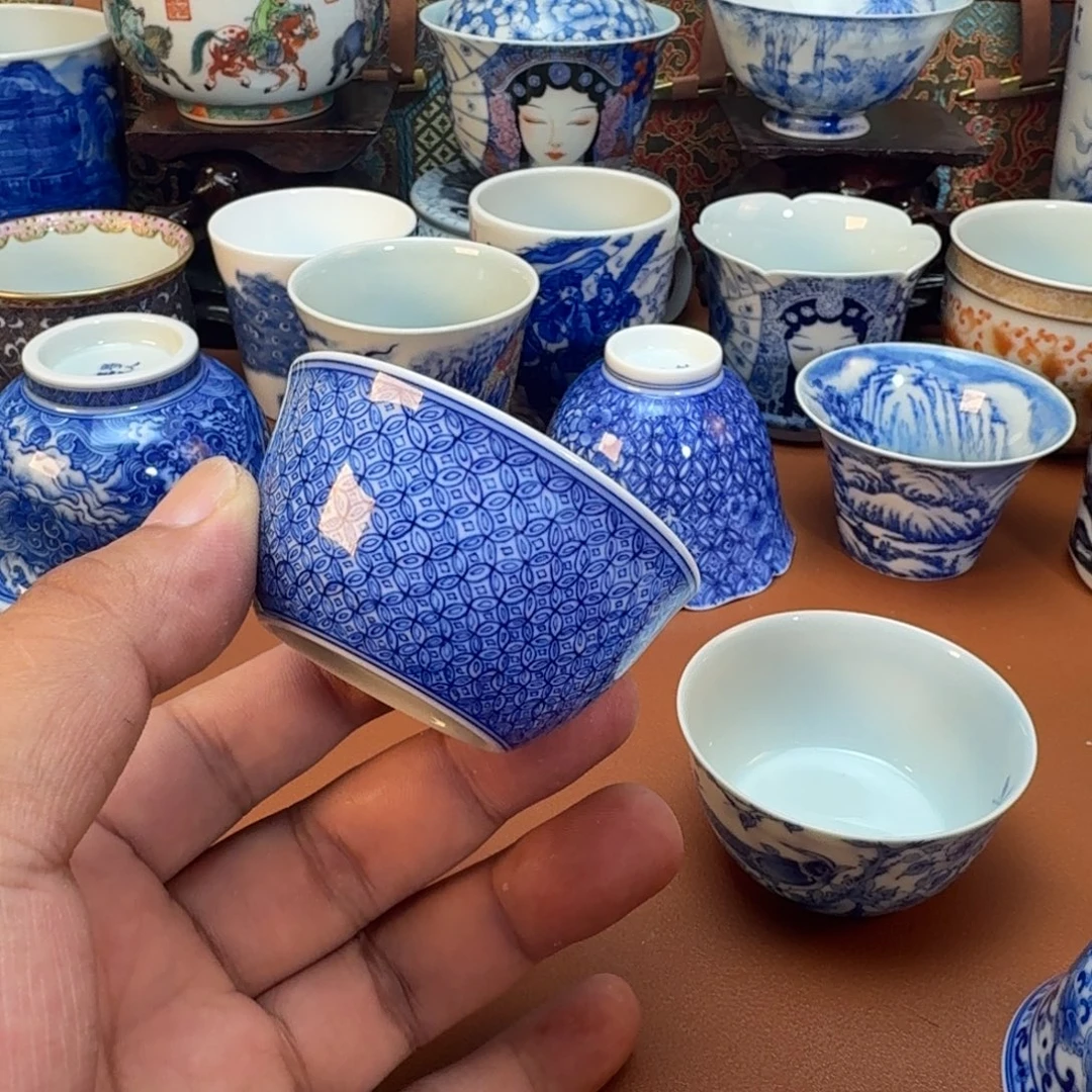 沈***鱼杯子景德镇全手工手绘陶瓷
