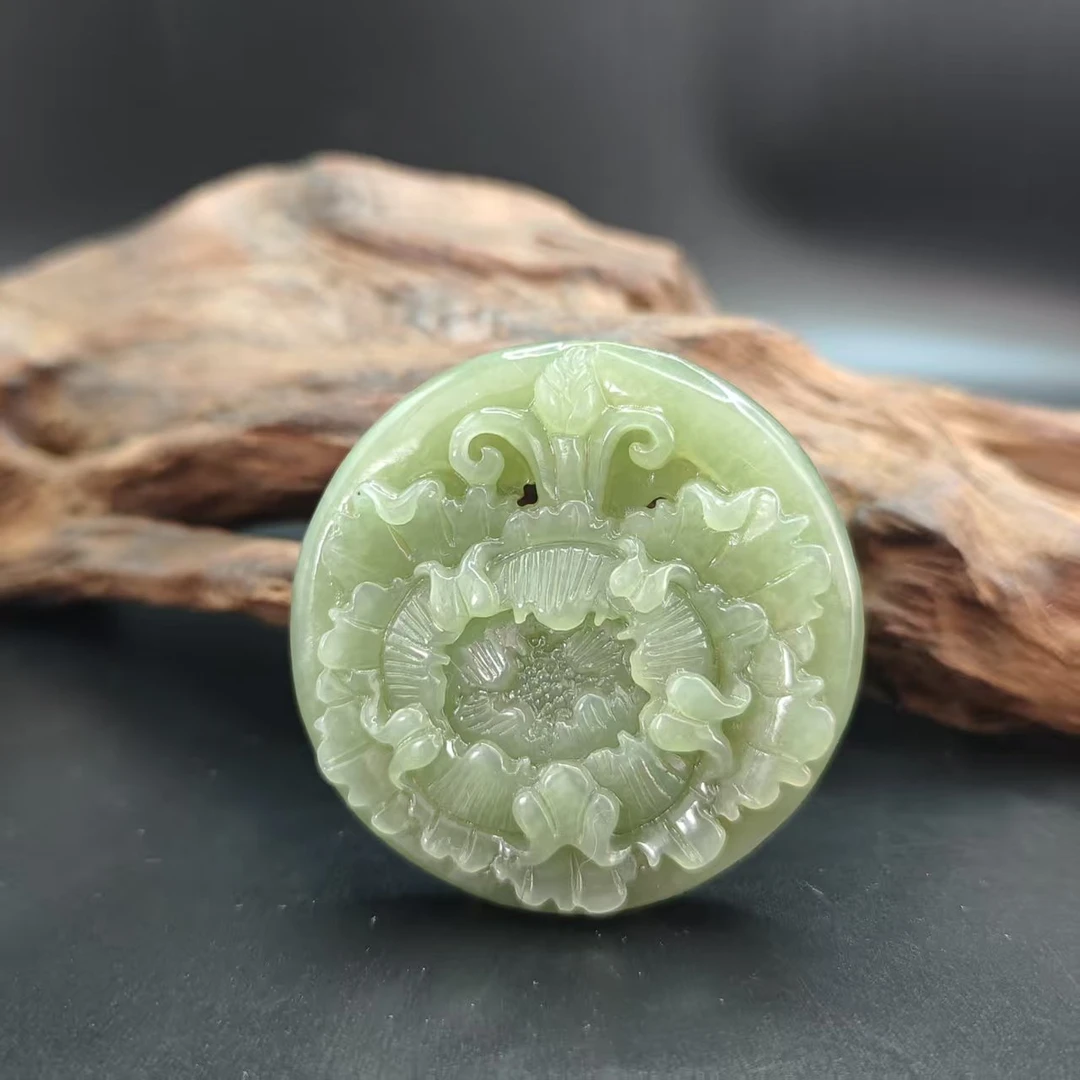 Z和田玉花开富贵吊坠0379