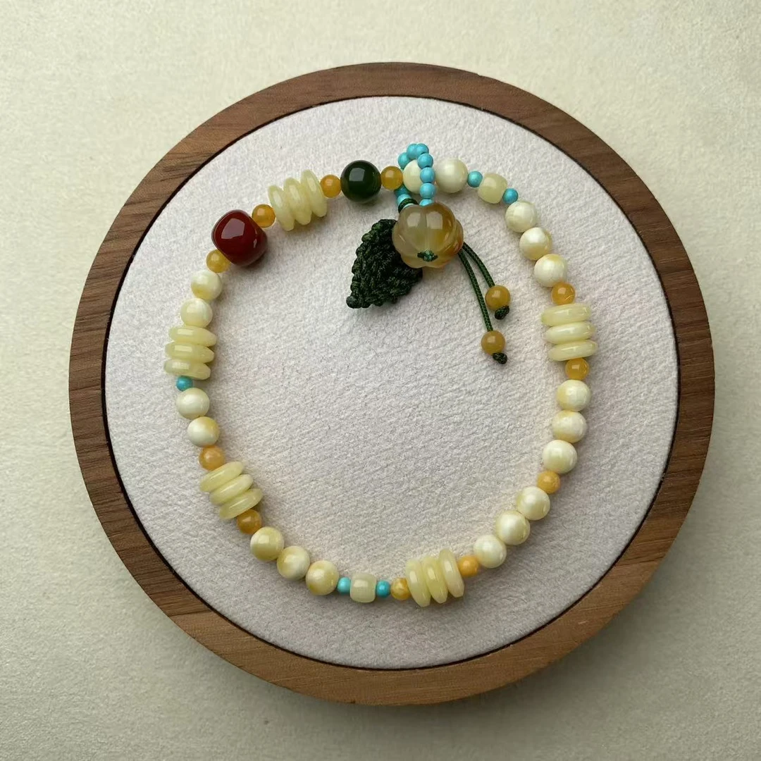 俄料白花蜡原矿无任何优化单圈手链H040N