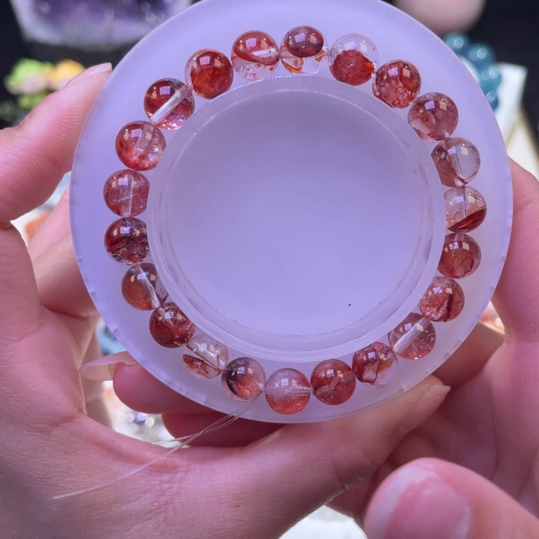 未镶嵌手链水晶正宫红胶花水晶8mm