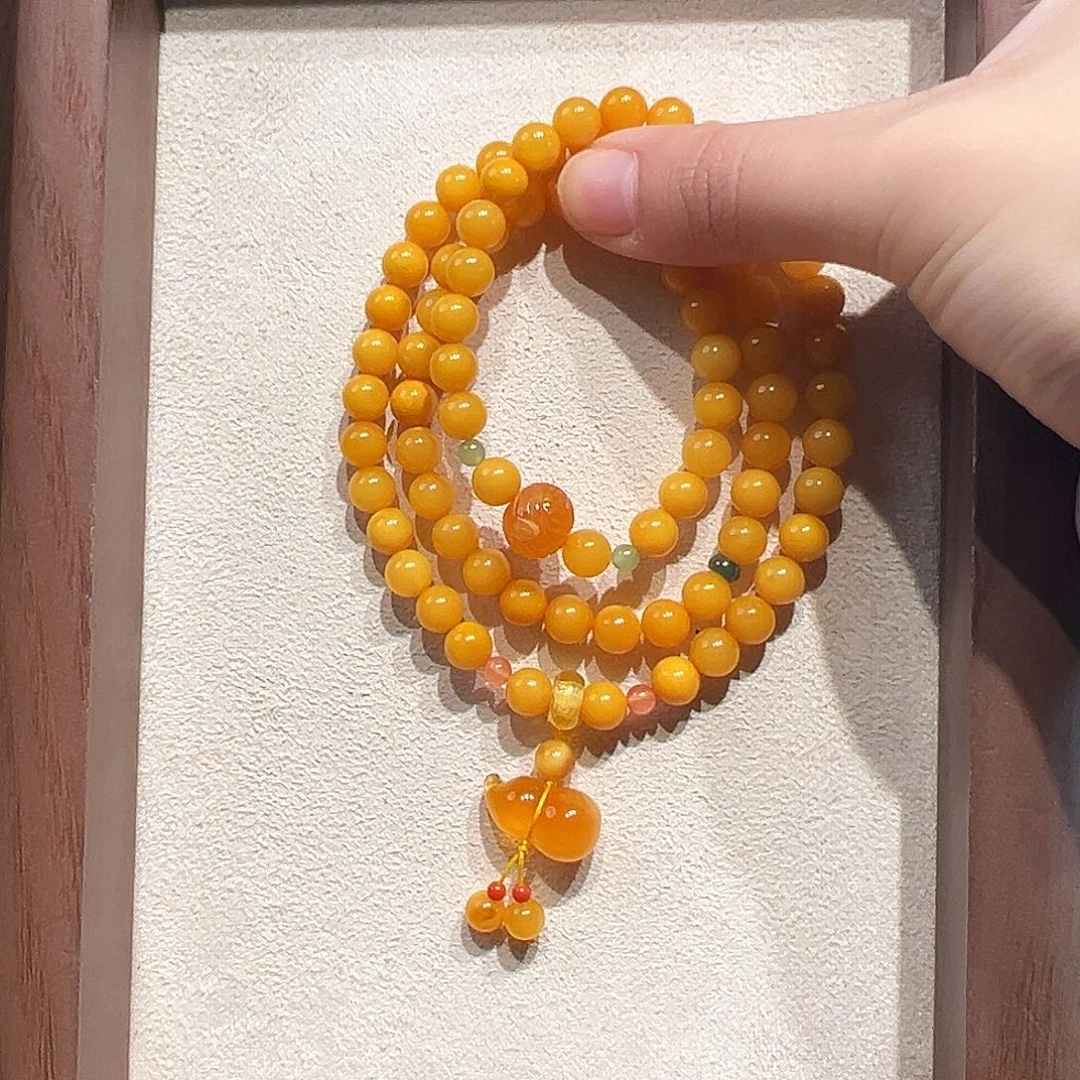 琥珀未镶嵌手链7mm蜜蜡手串