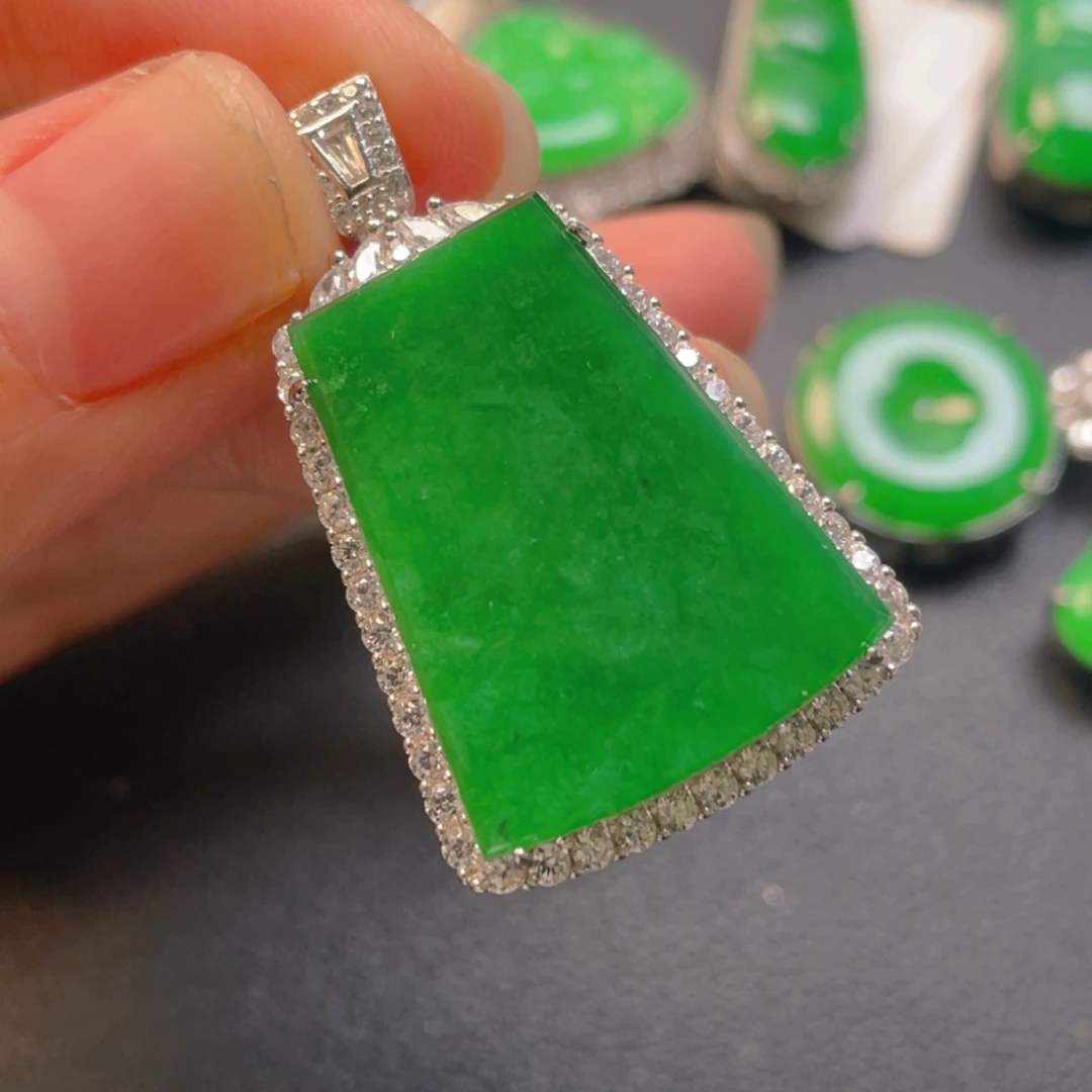 翡翠银S925镶嵌吊坠(不含链)