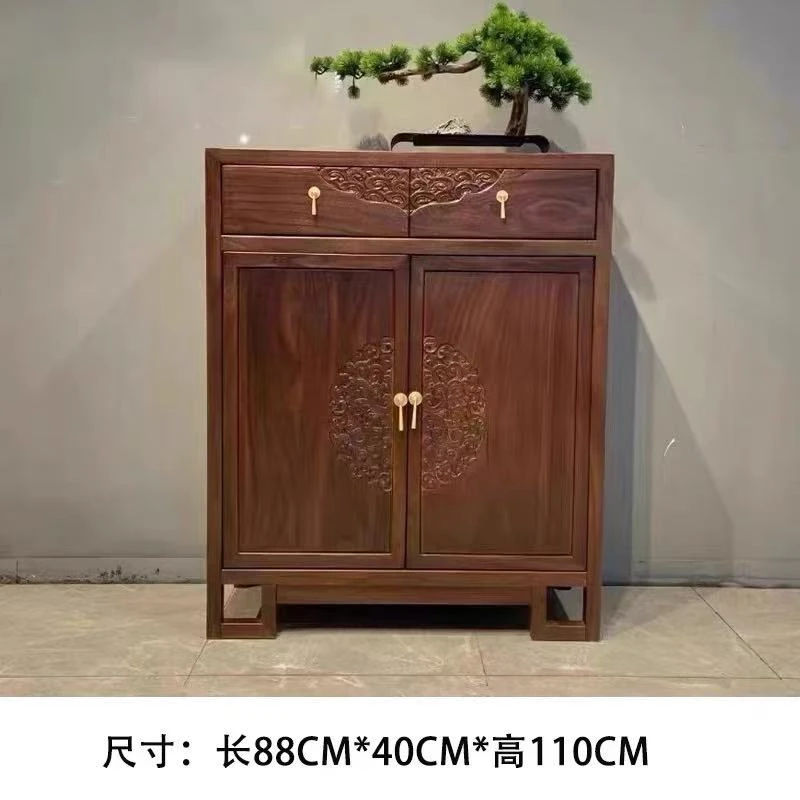 新中式北方老榆木实木茶水柜边几烧水壶下置水桶老榆木阳台置物