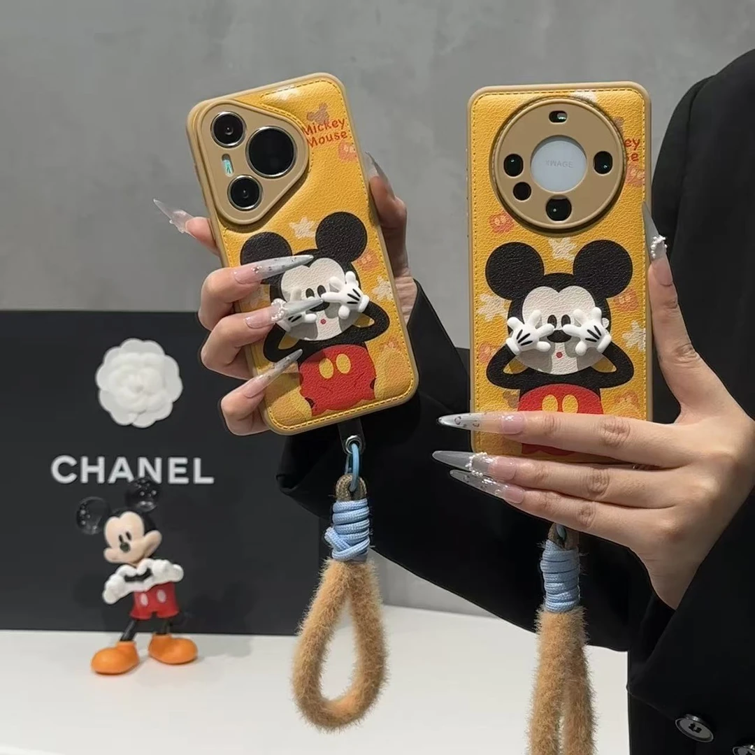 奥菲顿捂脸米奇挂绳适用苹果17/16气垫手机壳华为P70vivo小米oppo