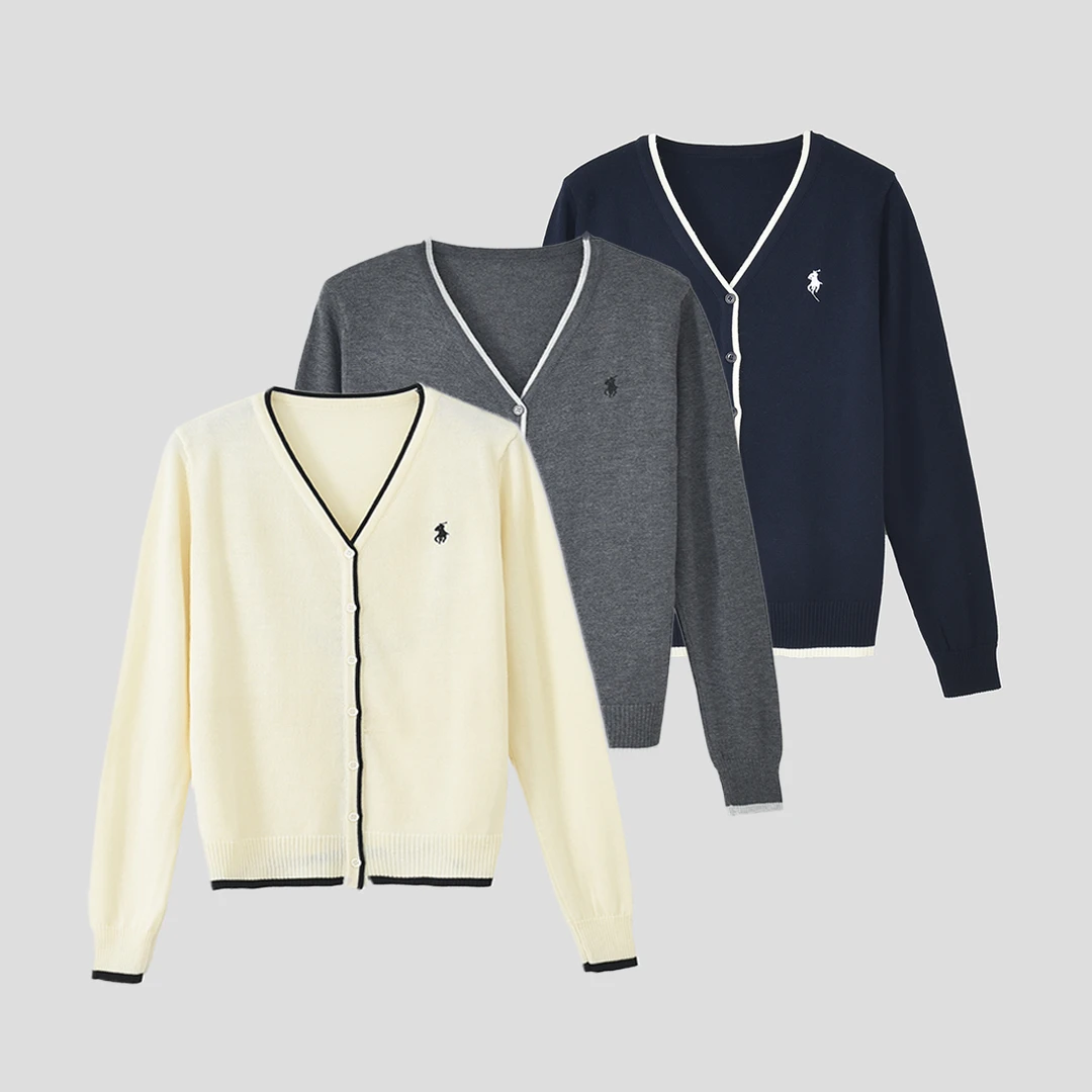 【拉夫战马】早秋新款，羊毛混纺，针织撞色百搭毛衣外搭- 7405