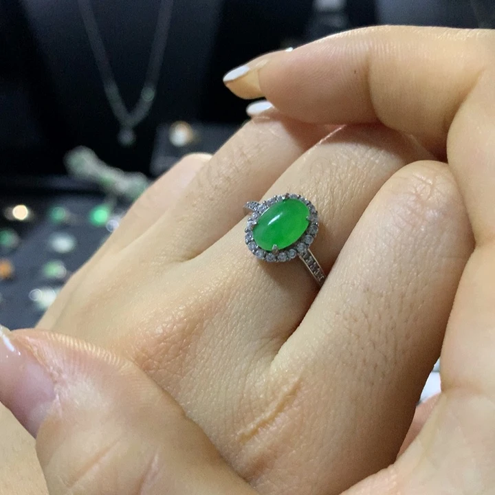 翡翠银S925镶嵌戒指