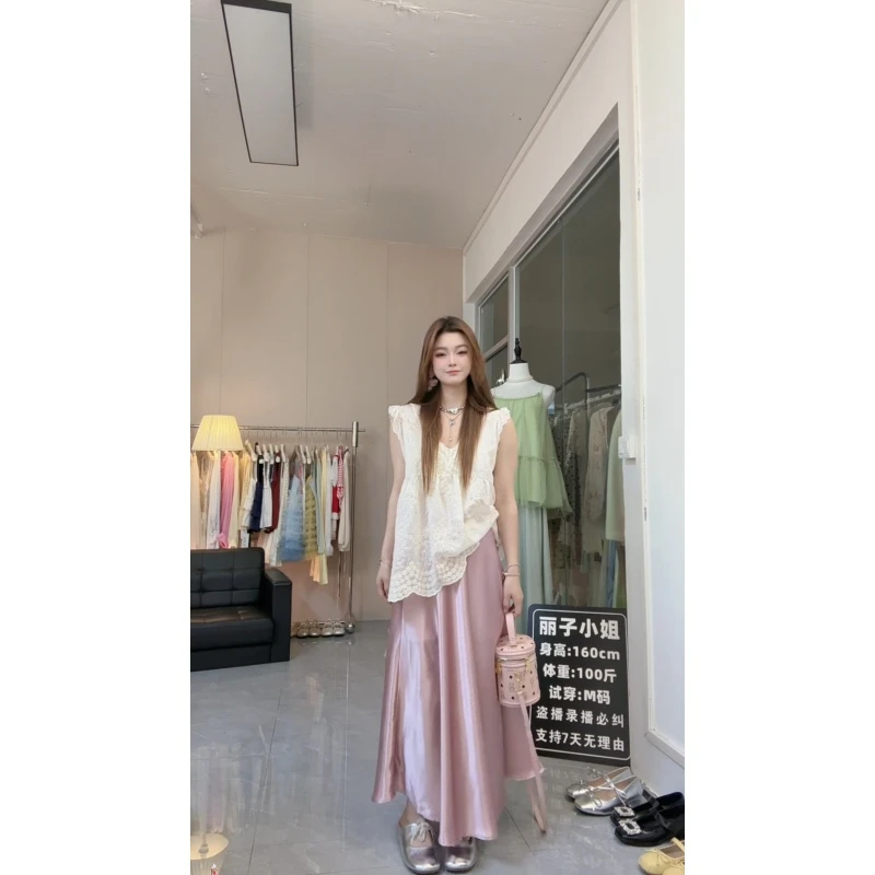 全额运补 2025夏季温柔风旅游穿搭白色蕾丝刺绣娃娃衫