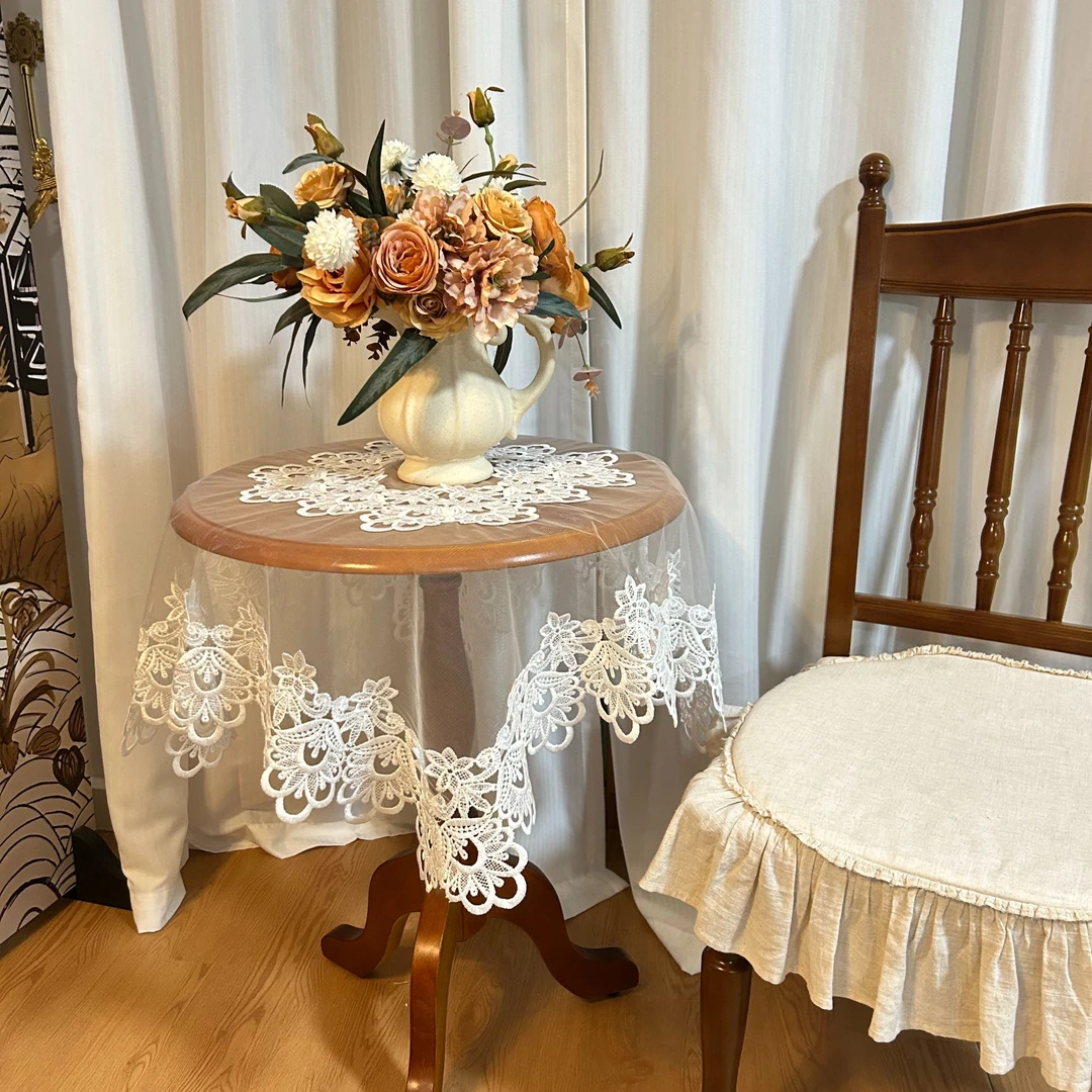 白色90方蕾丝盖布沙发靠背巾