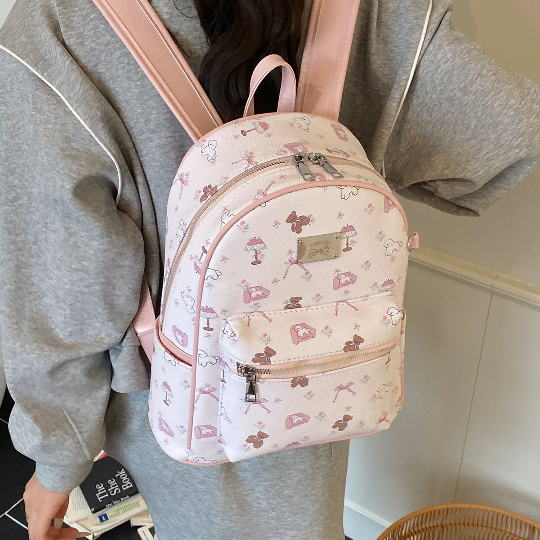 轻便出游双肩包女2025新款时尚学院风书包夏季休闲百搭大容量背包