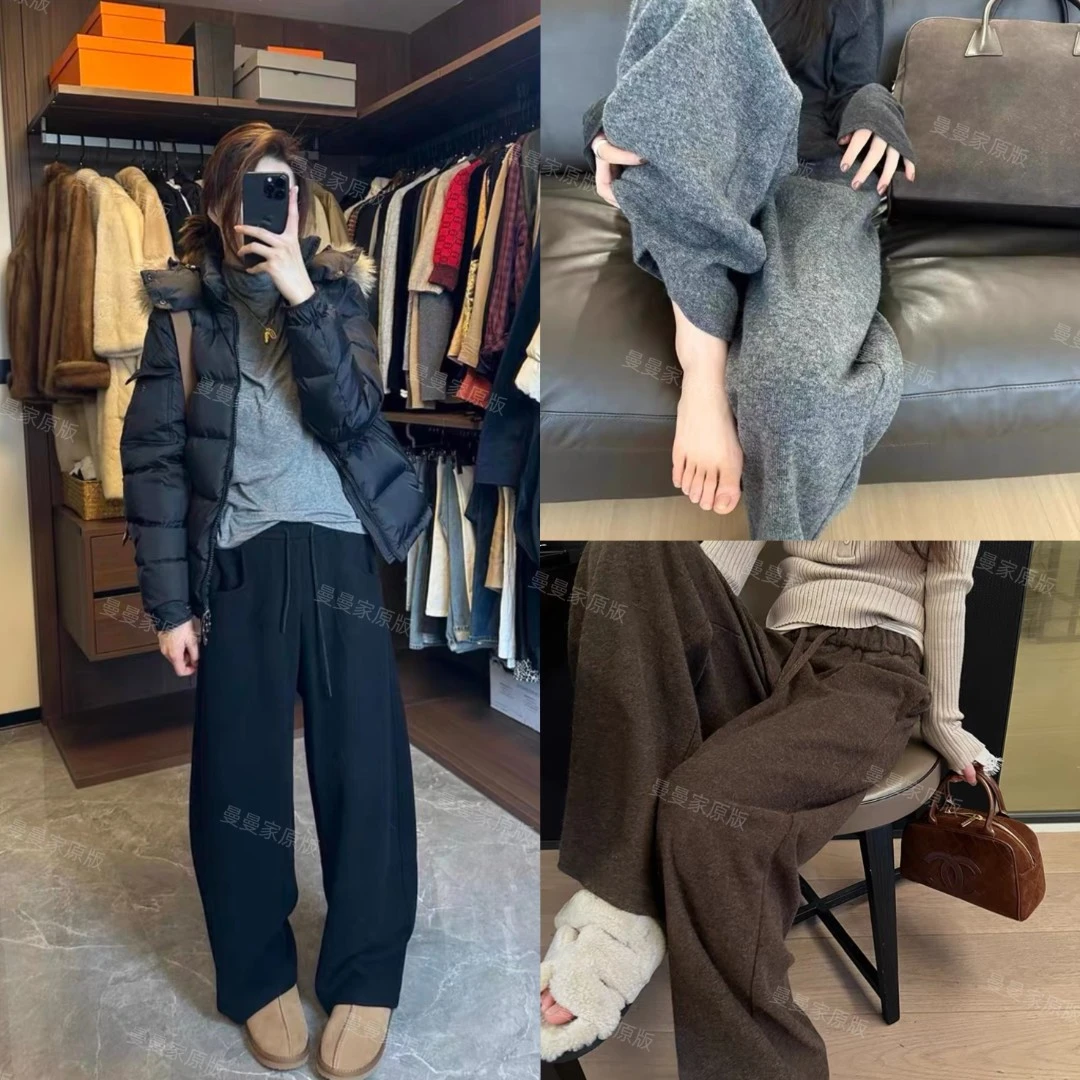 曼曼高货专版&韩代高品质毛呢混纺窄版弯刀裤百搭阔腿裤