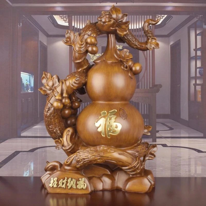 特大号招财纳福葫芦摆件工艺品客厅前台办公室装饰品（招财福禄）