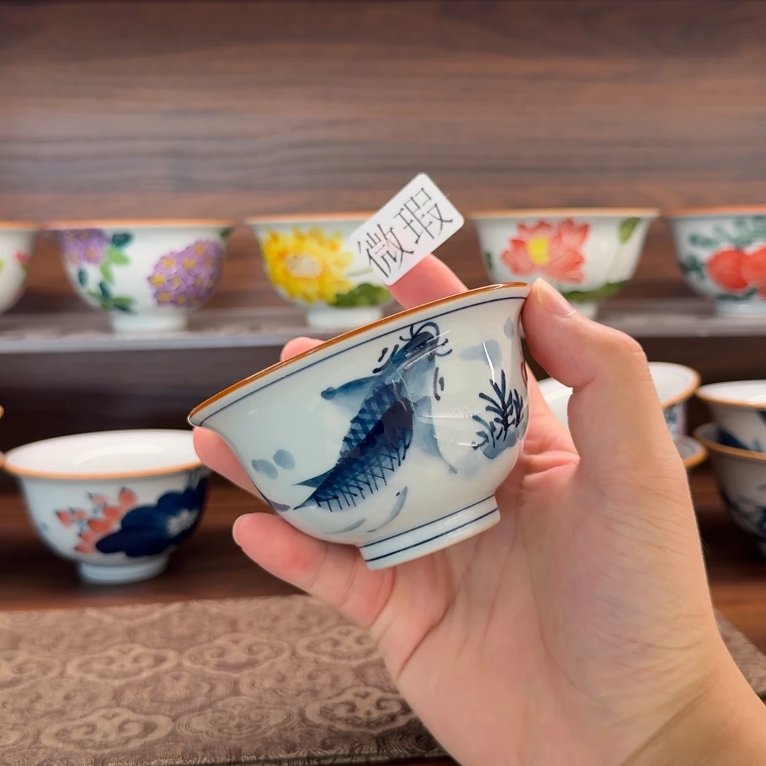 釉下手绘茶具微瑕