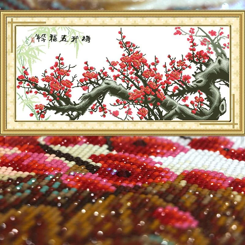 梅开五福2025新款5d水晶钻石画贴画满钻点钻贴钻十字绣客厅砖石秀