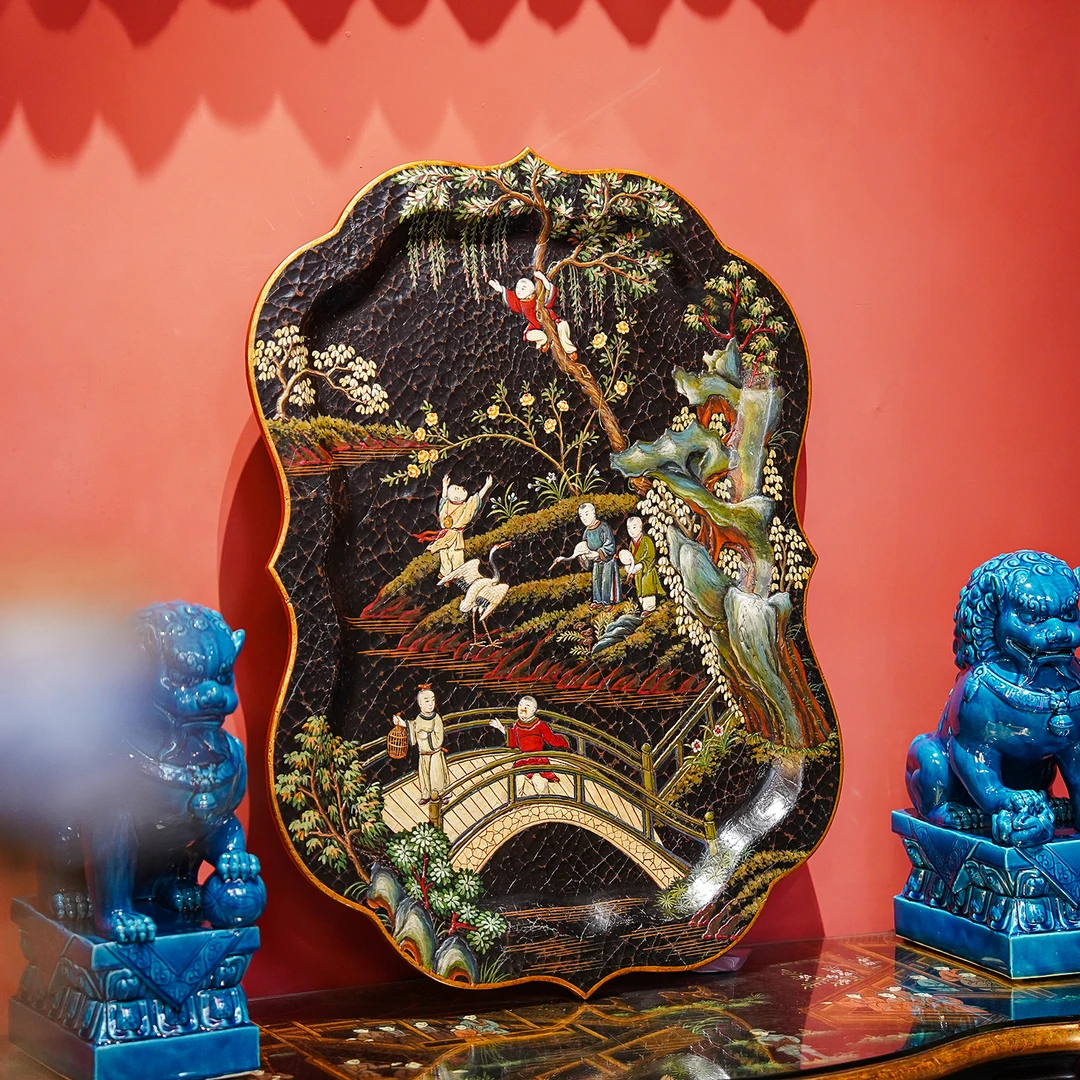 【本尼家】YS98法式中国风布裂纹彩绘桌面摆件