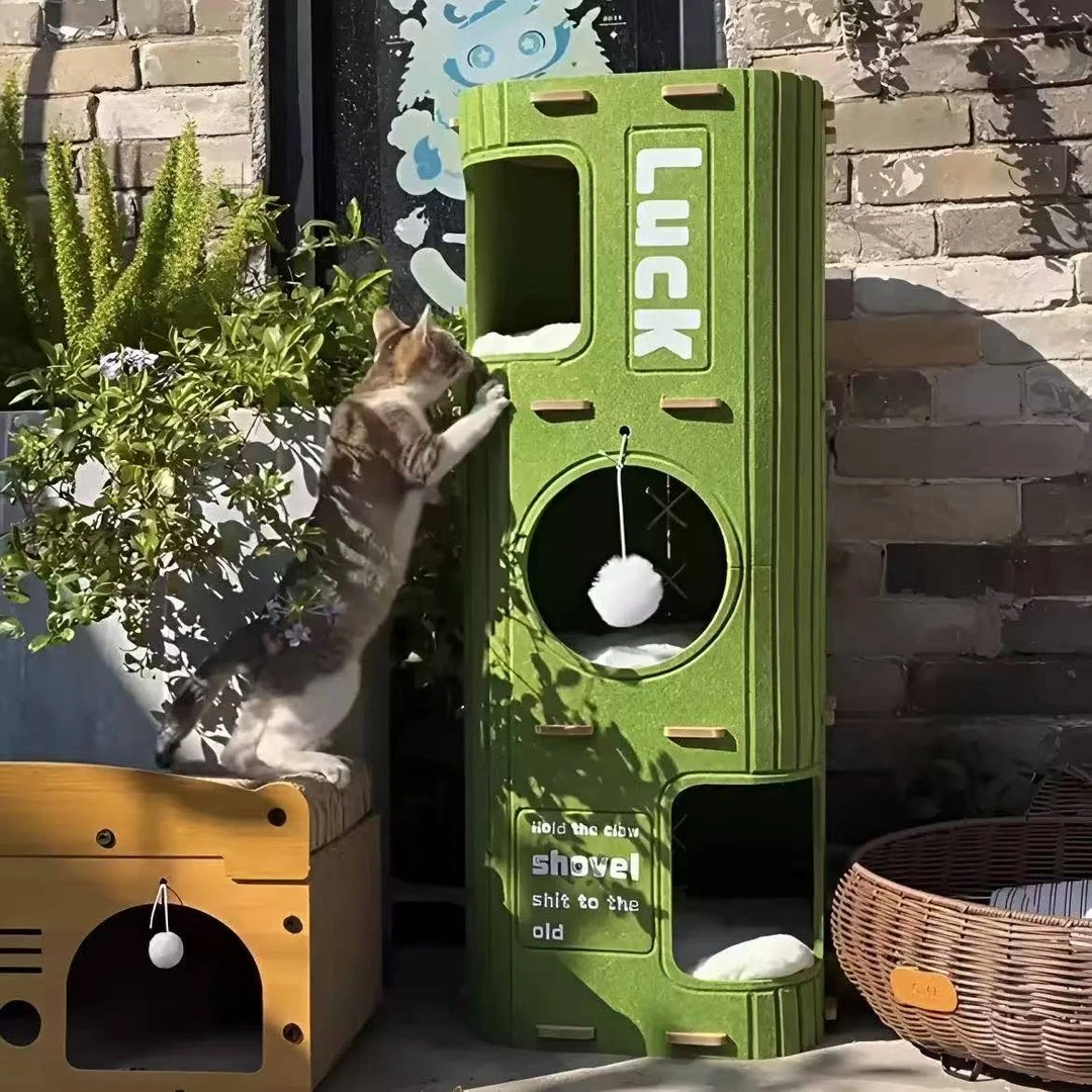 多层猫窝猫爬架四季通用猫咪树洞窝高颜值毛毡猫抓板宠物绿色猫屋