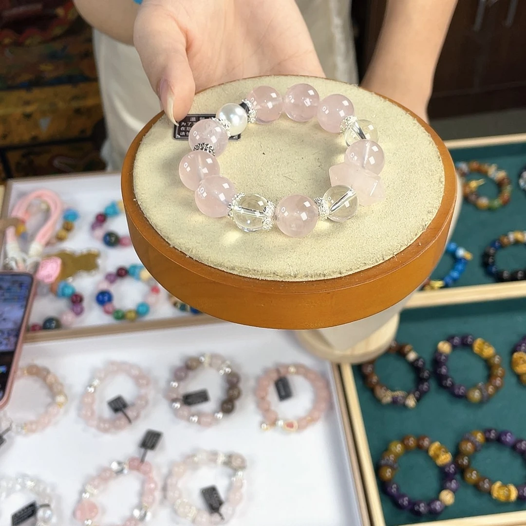 水晶手链银S925镀金镶嵌