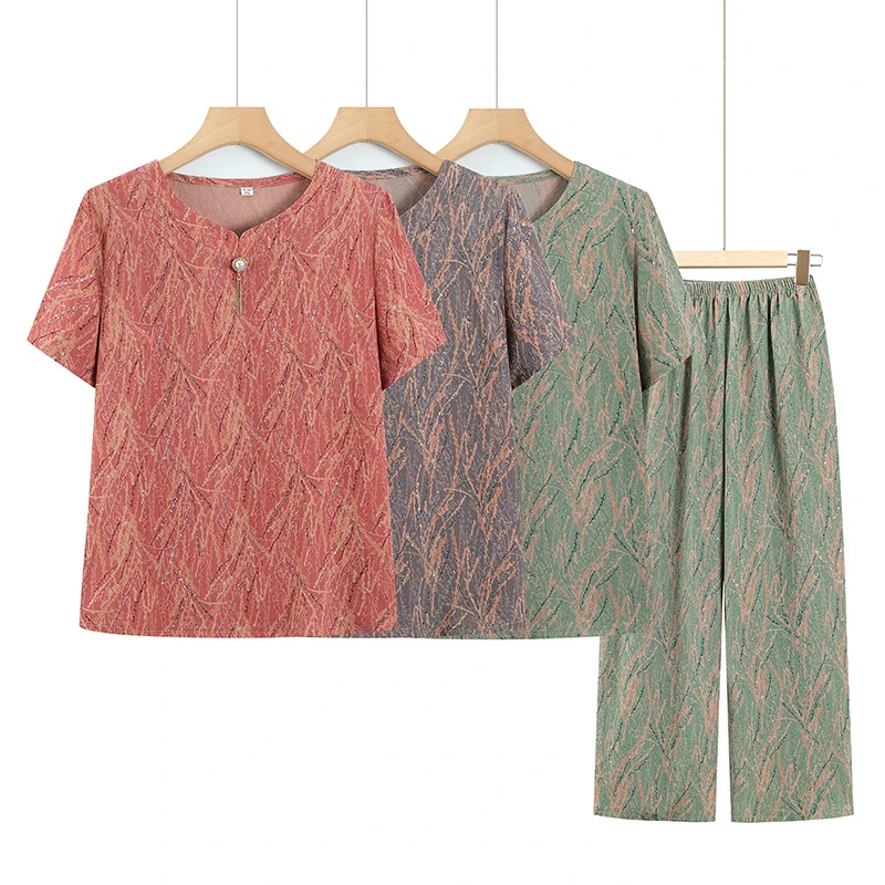 妈妈夏装套装2025新款奶奶装小衫中老年人女夏季上衣老人洋气衬衫