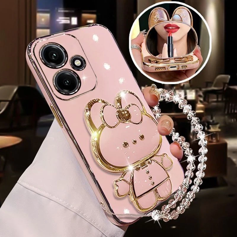 适用荣耀400手机壳补妆镜子支架DNN-AN00硅胶软防摔5G带手链女款