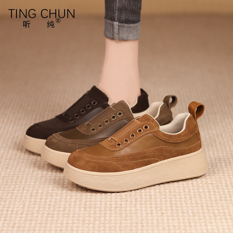 67019秋季新款2025防滑运动鞋舒适平底低帮女鞋真皮软底单鞋