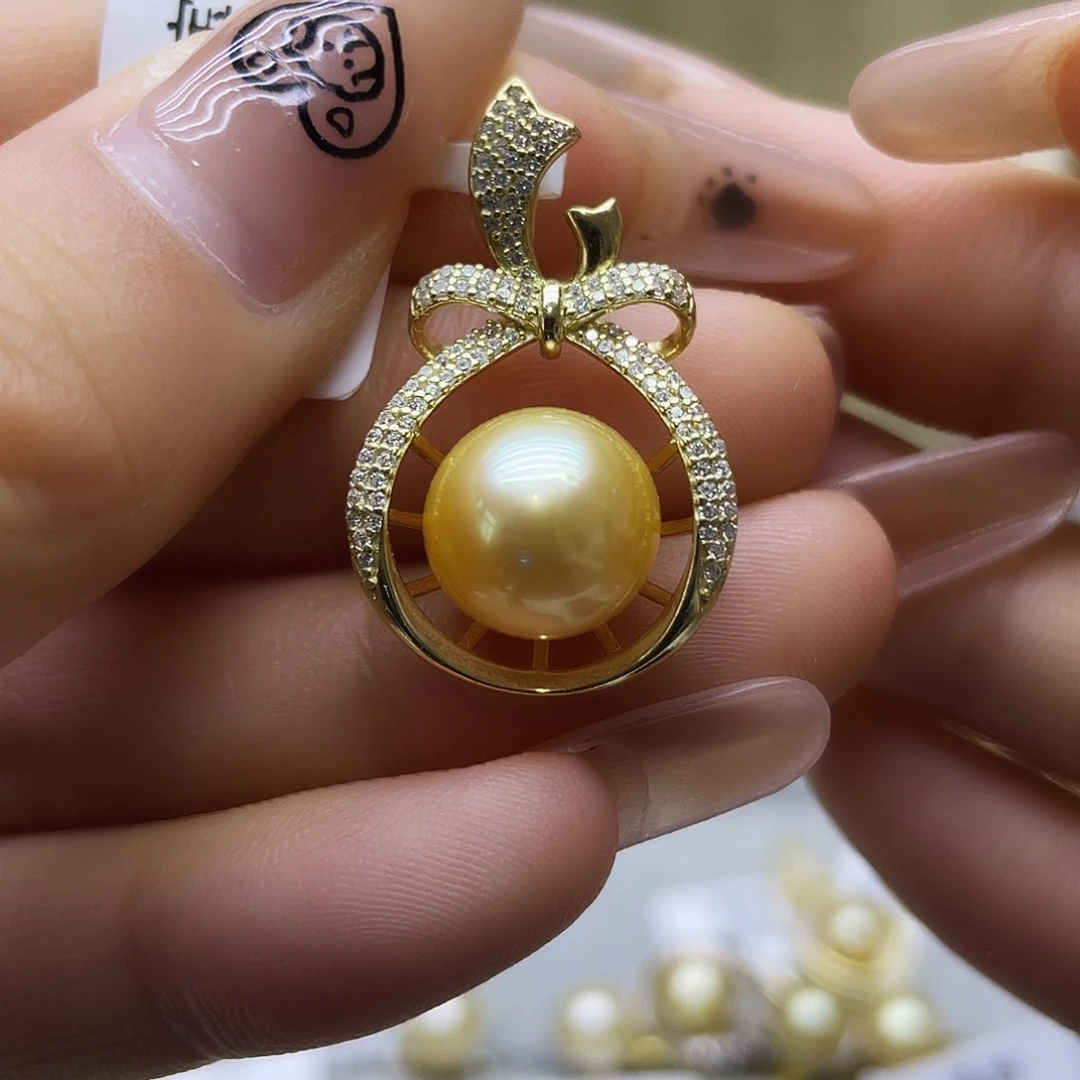 海水珍珠银S925镶嵌颈饰