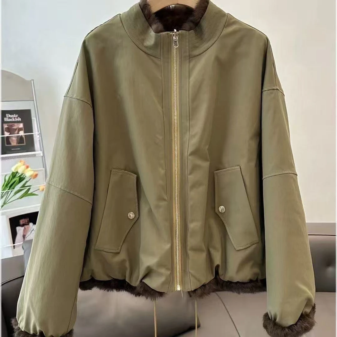 【天邑严选】常规款冬季女立领派克服双面双款皮毛一体百搭23233