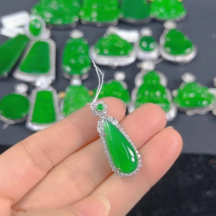 翡翠银S925镶嵌吊坠(不含链)