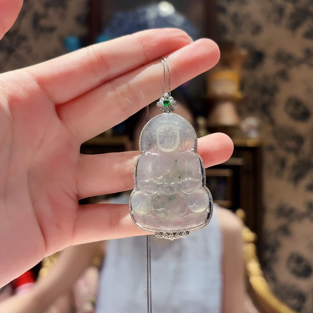 翡翠18K金镶嵌吊坠(赠链)