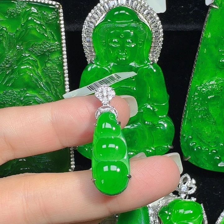 翡翠银S925镶嵌颈饰天然A货翡翠