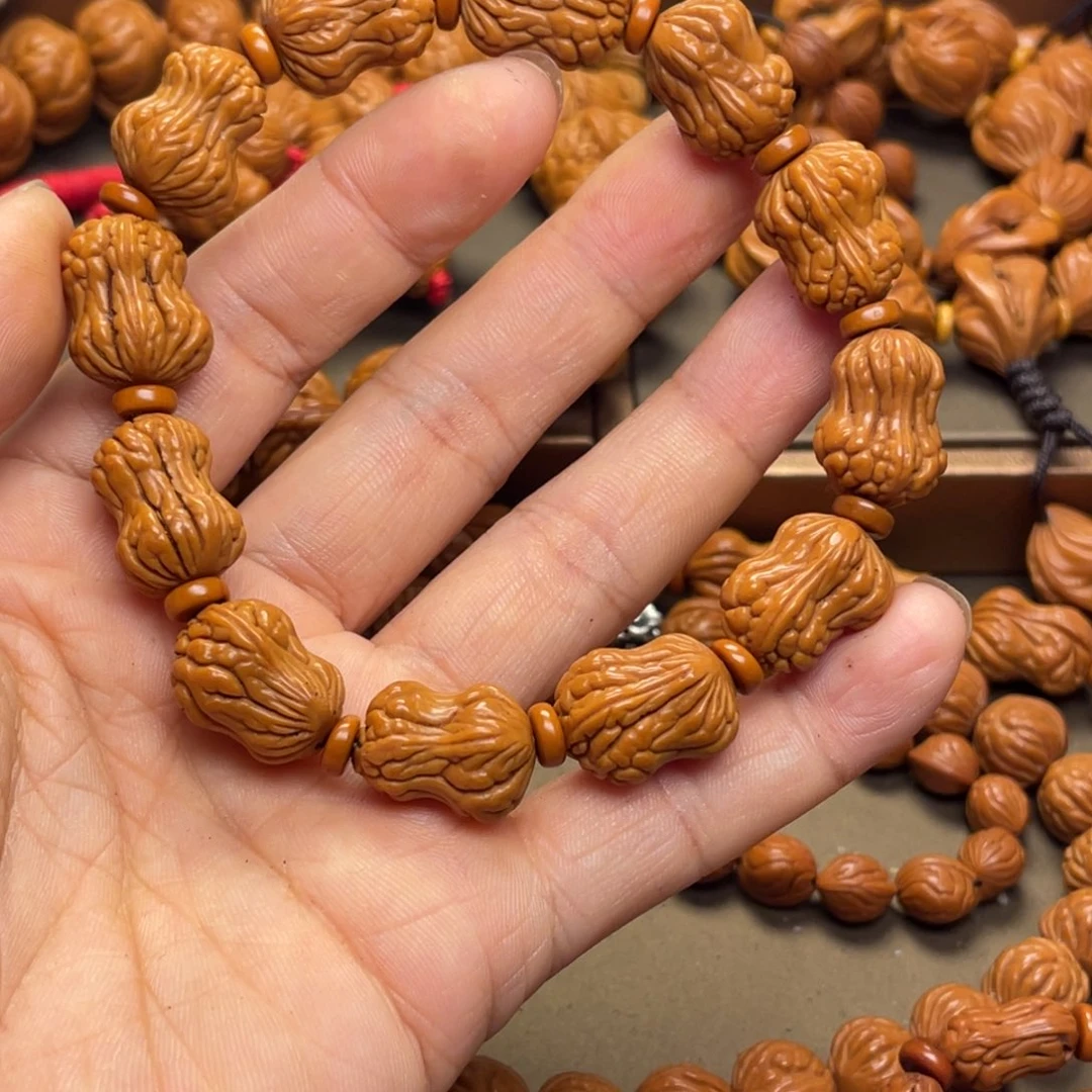 流***岸桃核手串龙纹桃核25